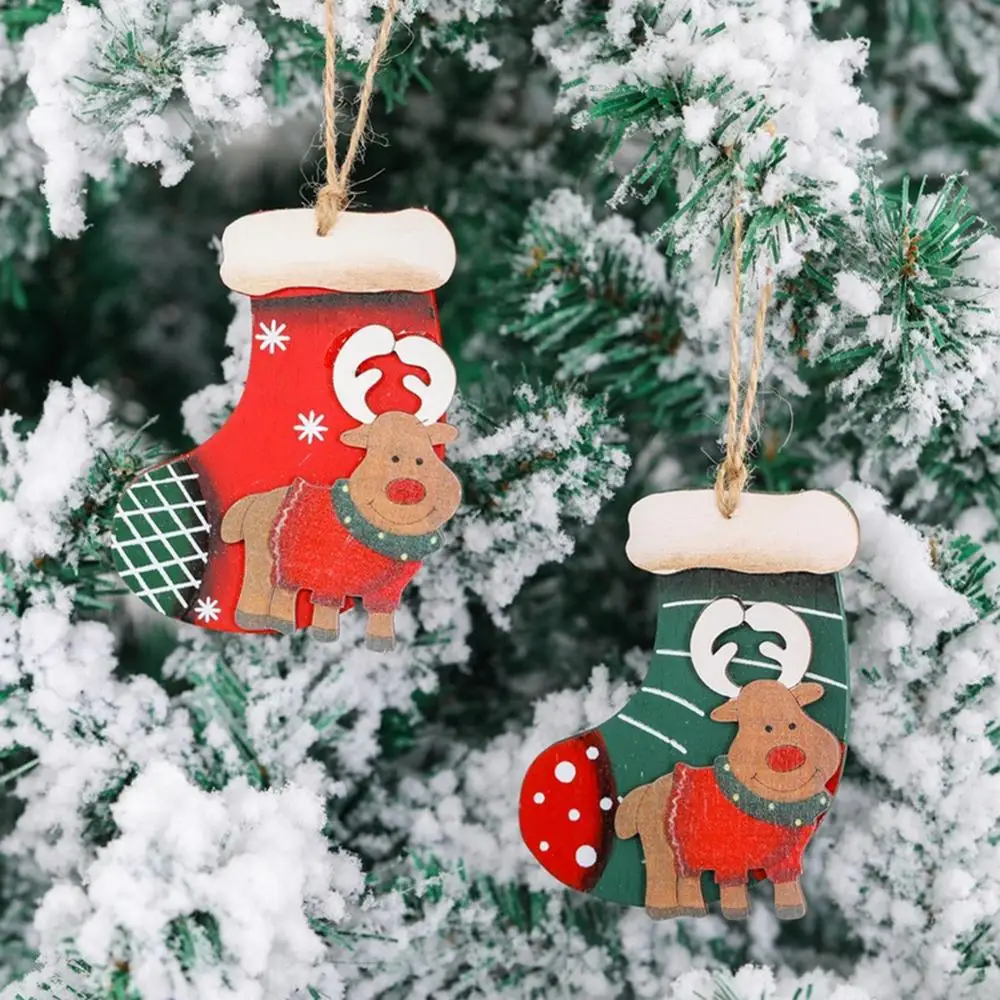 Christmas Tree Hanging Socks Linen Festival Apple Gift Candy Bags Cartoon Snowflake Xmas Party Fireplace Decor | Дом и сад
