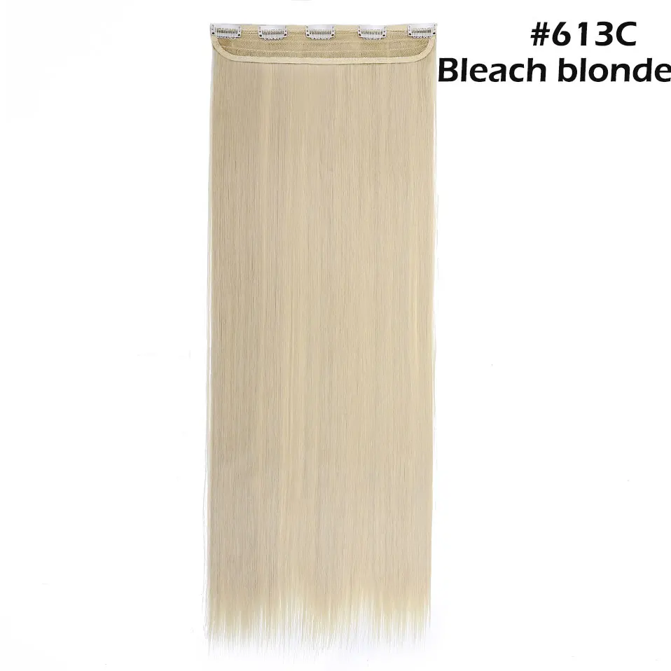 bleach blonde S-noilite падение до бедер клип в один кусок волос для наращивания 3/4 головы 5 клипс прямые синтетические волосы - Цвет: bleach blonde