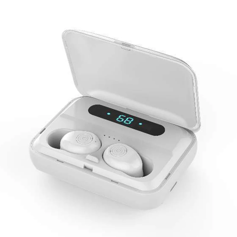 Светодиодный дисплей беспроводные Bluetooth наушники 5,0 водонепроницаемые 1200mA power Bank наушники 5D стереонаушники Bluetooth для всех смартфонов - Цвет: LED Display