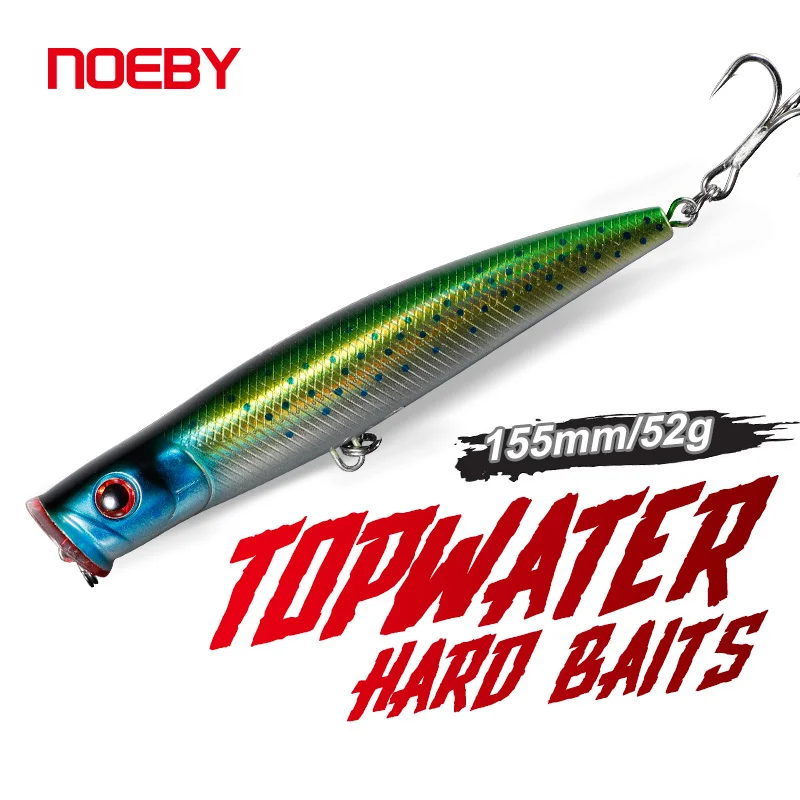 NOEBY Popper Fishing Lure 155mm 52g Topwater Wobbler Cup Mouth Artificial Hard Bait for Sea Gt Tuna Fishing Lure Accessories