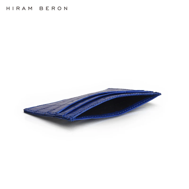 Тонкий кошелек Hiram Beron с персонализированными инициалами синий итальянский