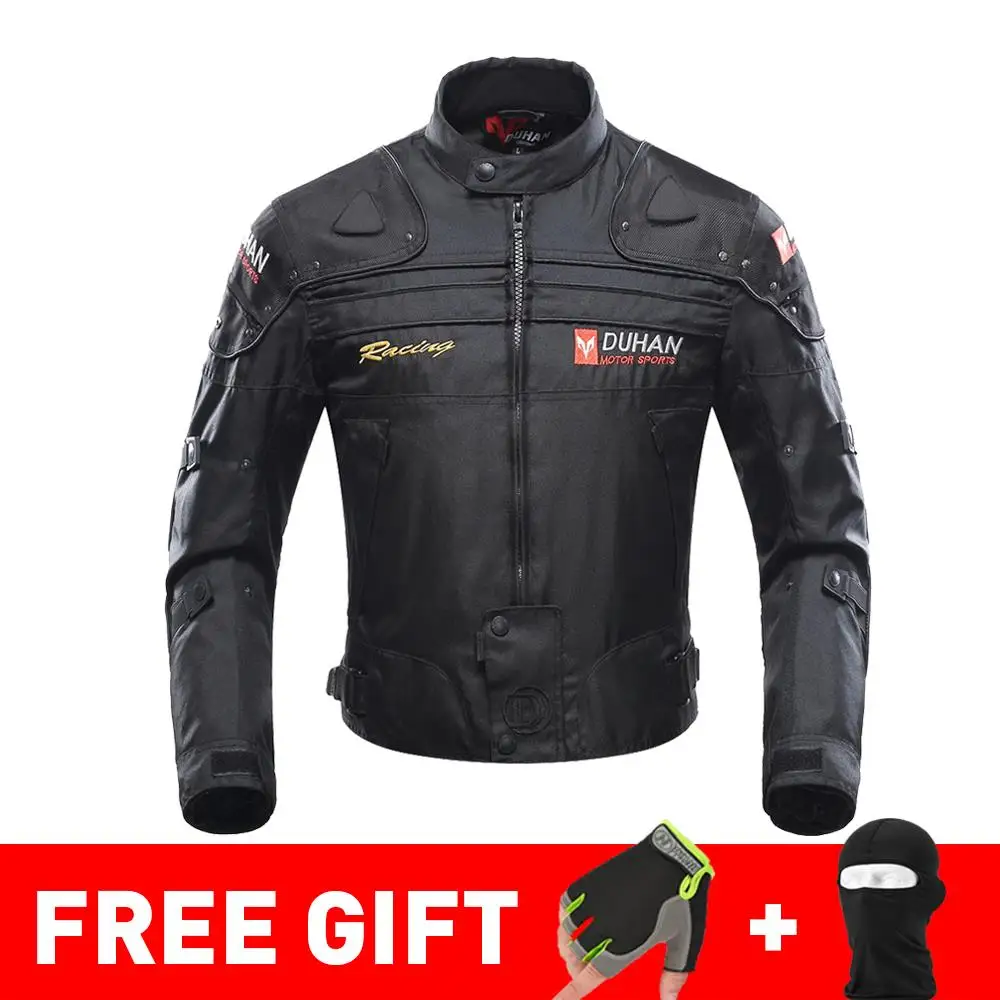 020 Black Jacket DUHAN осень зима морозостойкая Мотоциклетная Куртка Мото+ протектор мотоциклетные штаны мото костюм туристическая одежда защитный комплект - Цвет: 020 Black Jacket