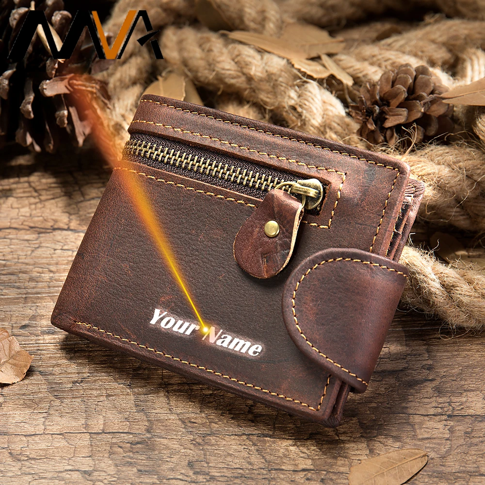 MVA мужской кошелек из натуральной кожи короткий для мужчин Винтажный Мужской на