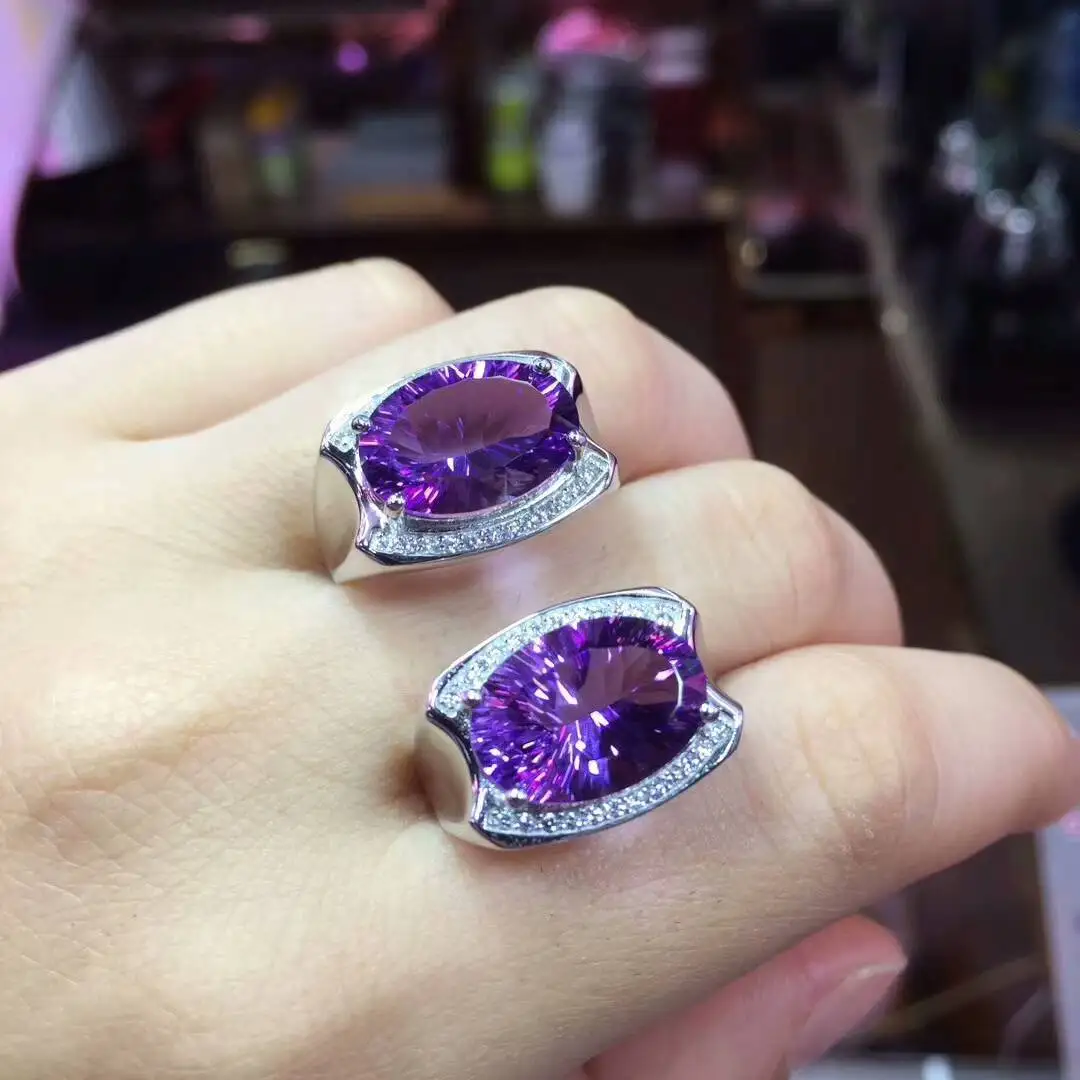 

LETSFUN Fine Jewelry 925 Silver Inlaid Amethyst Ring Noble Gifts Free Shipping