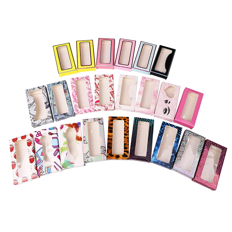 100 Pcs Eyelash Packing Box Bulk Wholesale Custom 3D Mink Lashes Boxes Packaging Multicolor Paper Makeup Set Eyelashes Case Pack
