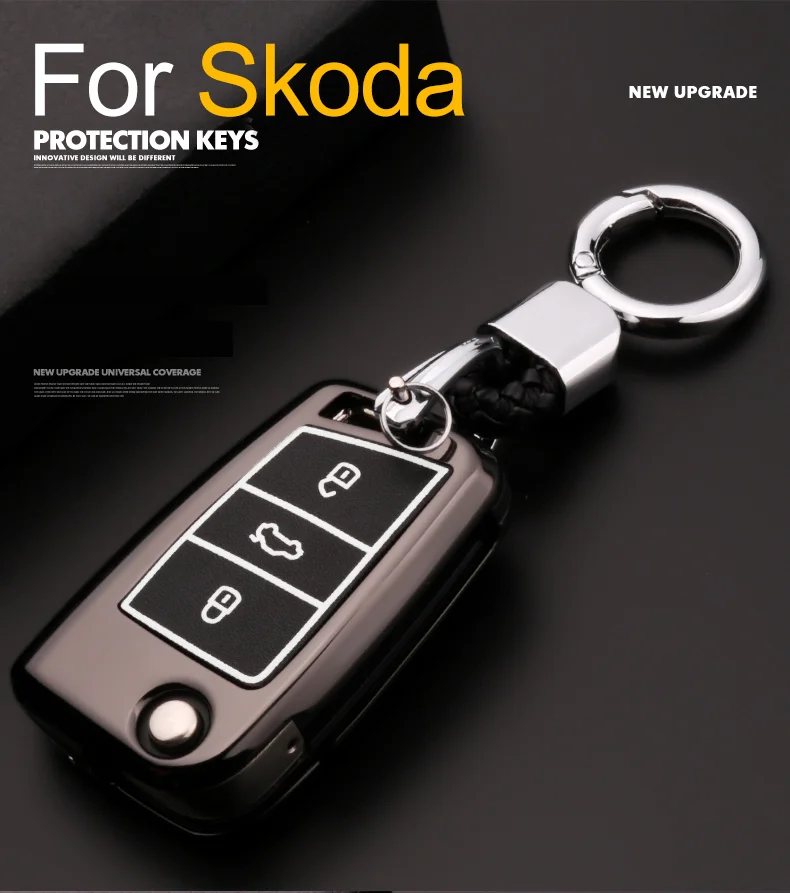 Цинковый сплав+ светящийся кожаный чехол для ключей автомобиля для Skoda Octavia A5 A7 Kodiaq Fabia Superb Yeti Rapid для Seat Leon Toledo Ateca