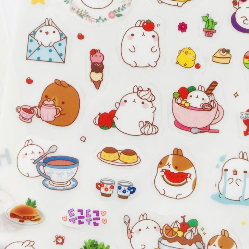 Наклейки для декора Kawaii Rabbit 6 листов наклейка записная книжка-календарь телефона