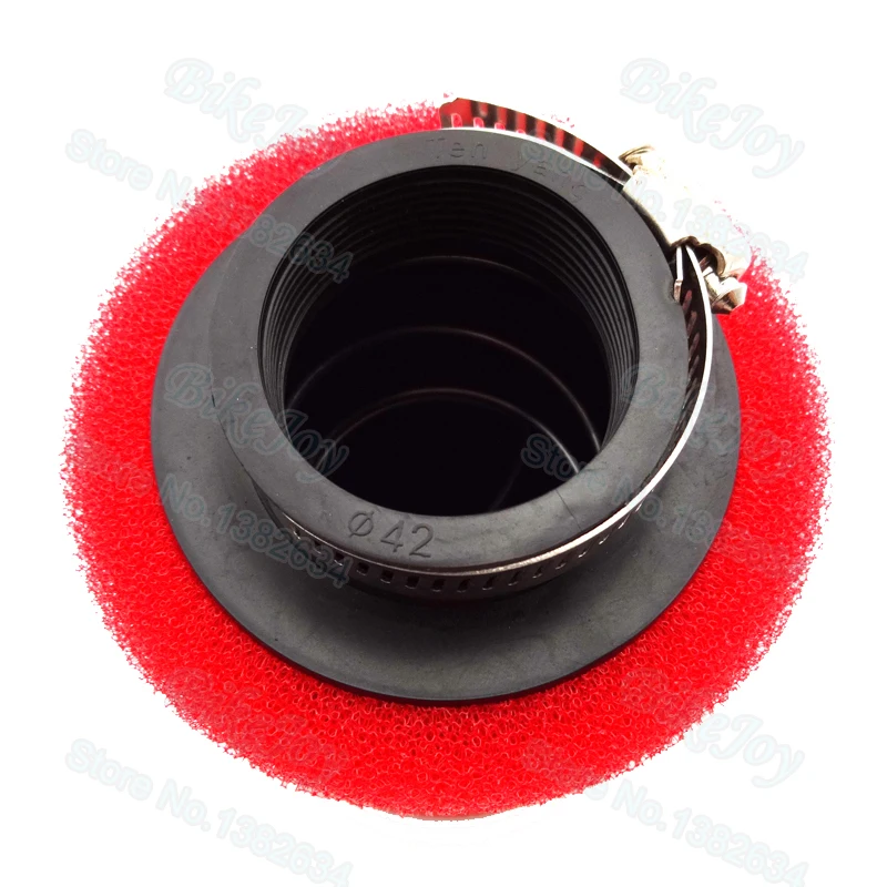 Воздушный фильтр с губкой 42 мм чистящий прямым горлом красный и черный для