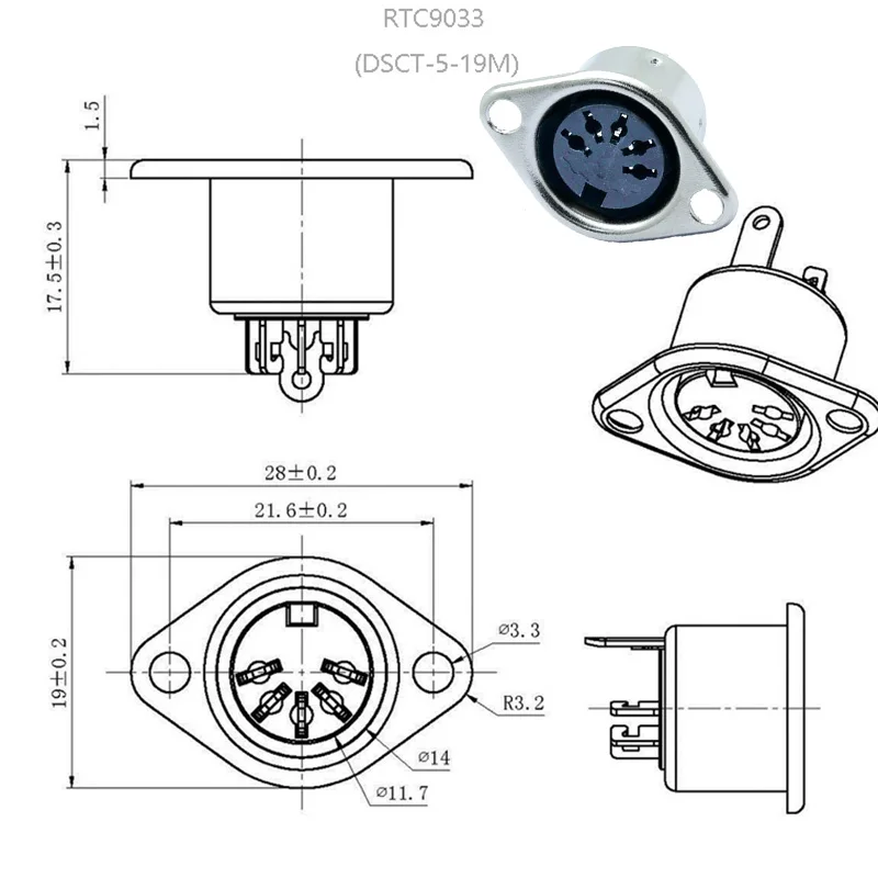 

100pcs/lot 5 PIN DIN Female Panel Mount 5 Pole DIN Jack Socket Soldering Metal DIN Chassis Wire Connector