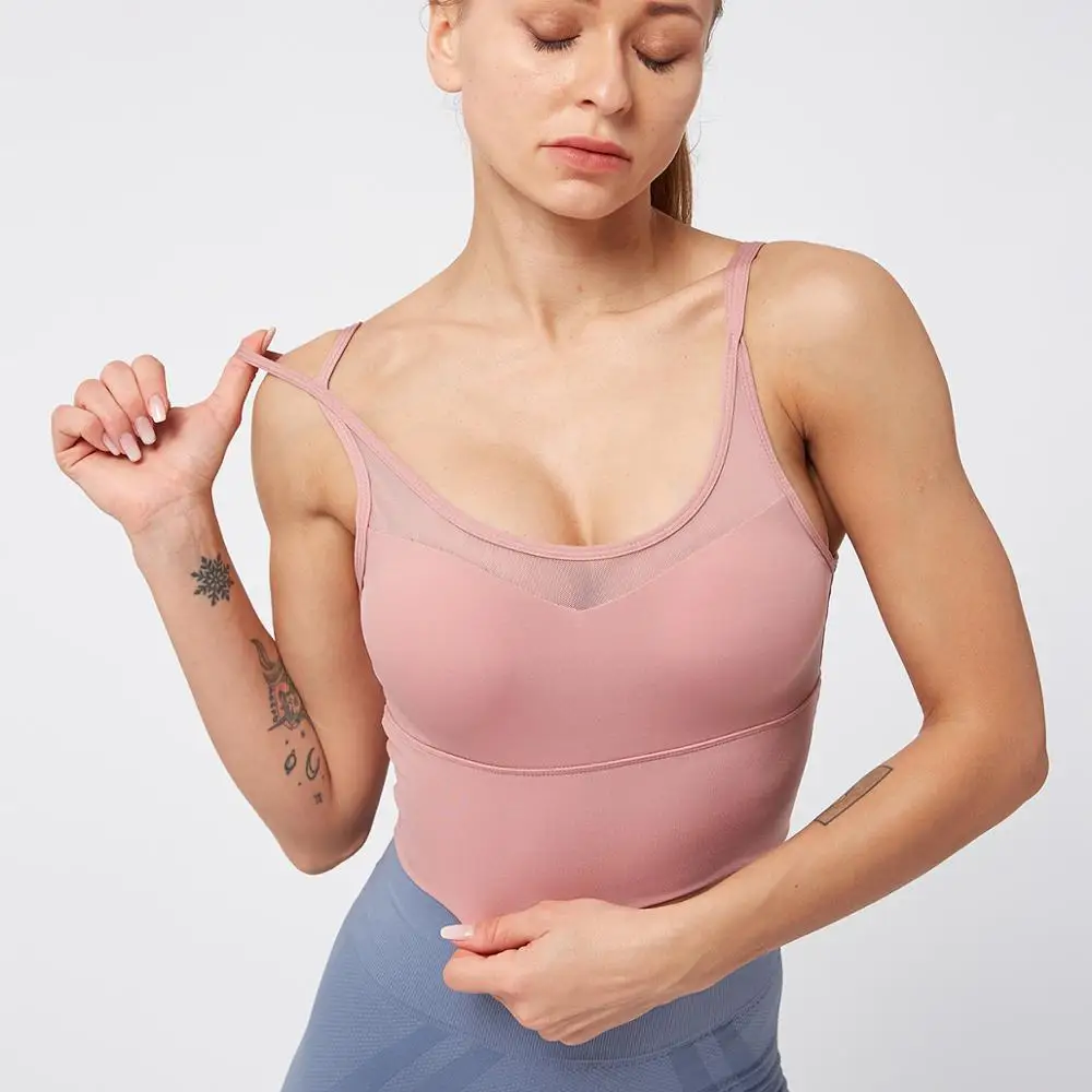 Сетка со скрещиванием сзади топы с ремешками бесшовный спортивный бюстгальтер
