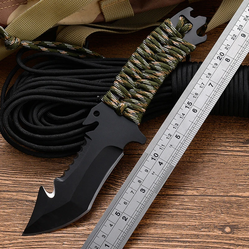 

Tactical Fixed Blade 7CR14Mov Steel Pocket Knife Combat Knives Multi Tools Hunting Camping Survival Outdoor Knife + Nylon Sheath