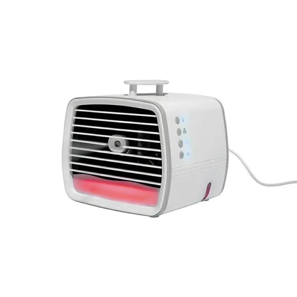 

Portable Air Conditioner Mini Fan Quiet USB Air Cooler For Room Home Air Cooling Desktop Spray Humidifier With Night Light