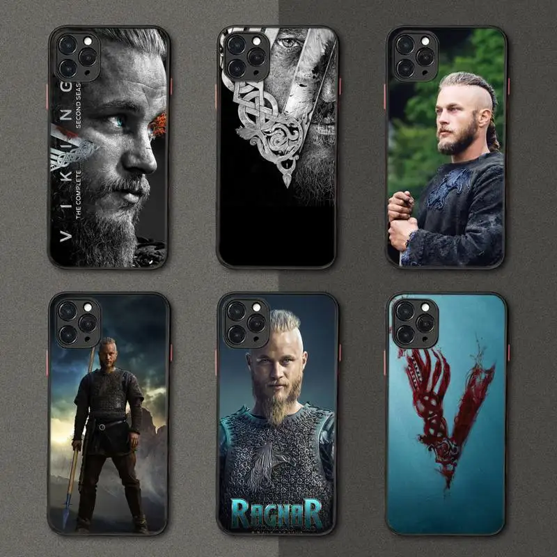 

Vikings Ragnar Lothbrok Phone Case Black Transparent Matte For IPhone 7 8 11 12 S Mini Pro X XS XR MAX Plus Cover Shell