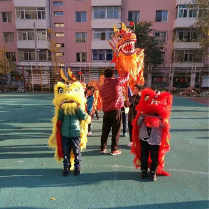 Реклама Pur чистая шерсть Южная льва для двух детей Лев танец талисман одежда