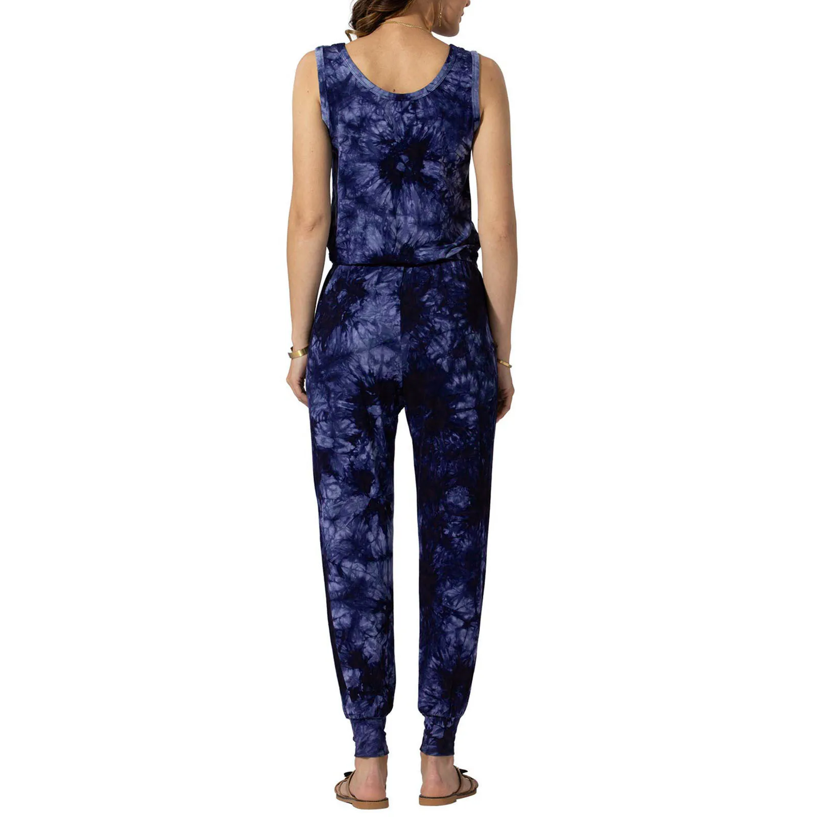 

Fitness Jumpsuit Sportswear For Women Tie-Dye Sleeveless Button Sports Jumpsuits Gym Wear Tracksuit Running Workout Rompers