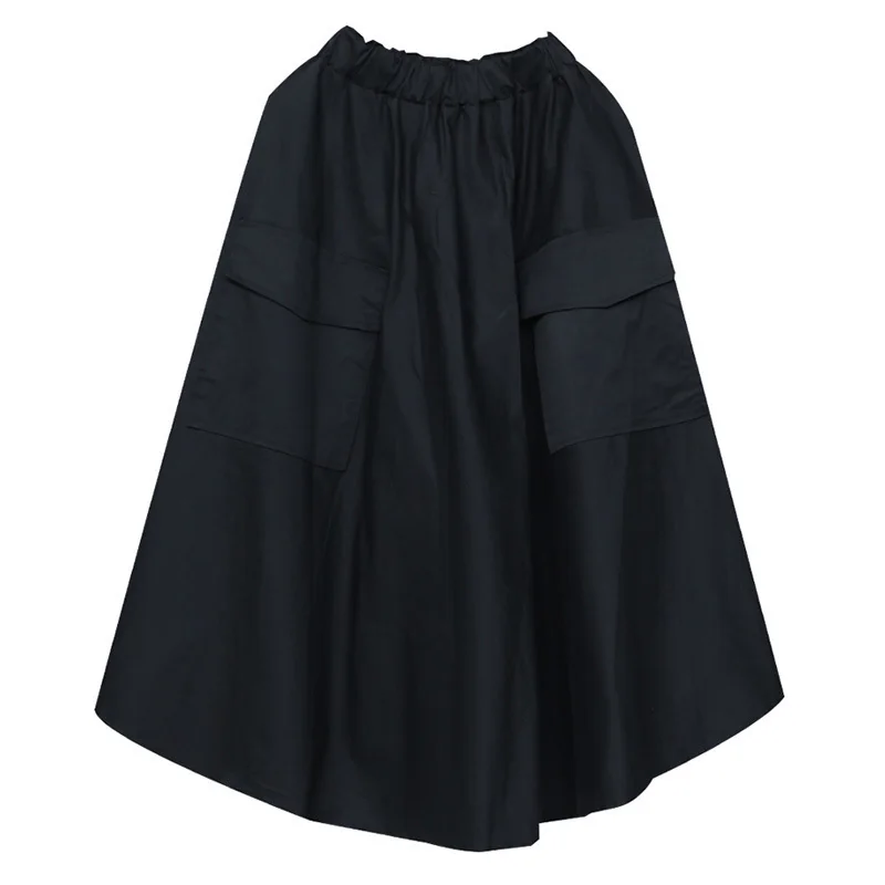 

[EAM] High Elastic Waist Black Brief Vintage Lng Temperament Half-body Skirt Women Fashion Tide New Spring Autumn 2021 1DD0572