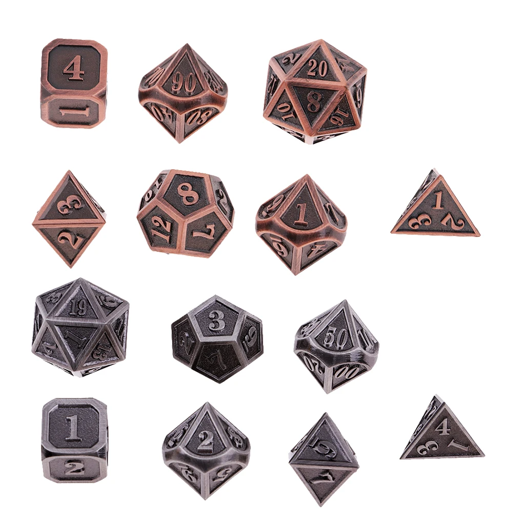 7 шт. тисненые тяжелые металлические многогранные кости набор для D &amp DnD RPG MTG
