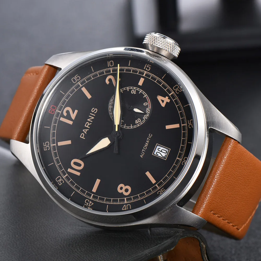 Мужские механические часы Parnis 48 мм Классические светящиеся водонепроницаемые
