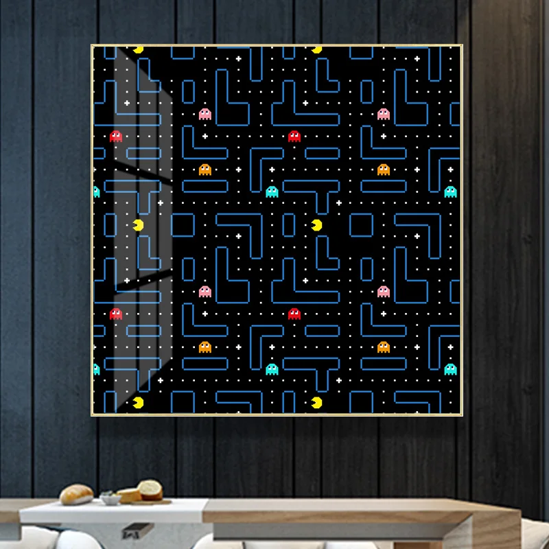 

Classic Pacman Indie Aesthetic Arcade Game Abstract Canvas Painting Wall Art Posters And Prints Photo For Living Room Decoration