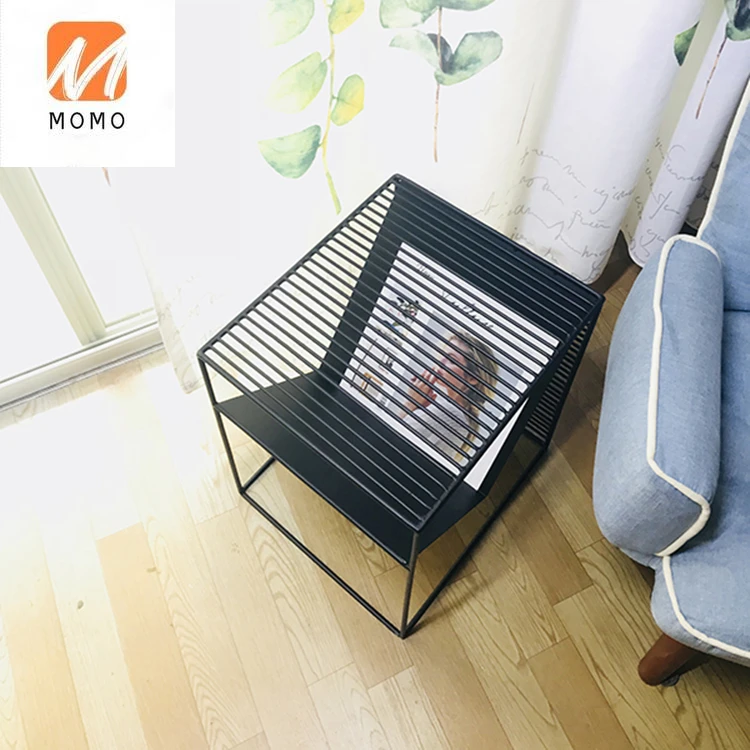 

Nordic Style Dismounting Coffee End Side Table Bedroom Living Room Iron Two Layers Bedside Newspaper Magazine Shelf