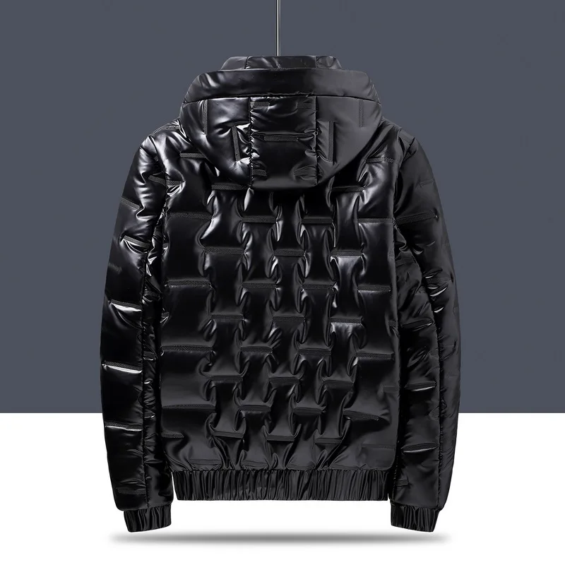

Winter Men's Hooded Parkas Windbreaker Fashion Thermal Coats Mens Thick Warm Glossy Black Jackets Brand Outwear Men Clothing 6XL