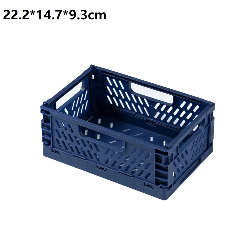 

Folding Storage Basket with Handle Multi-function Finishing Box Desktop Makeup Plastic Toy Bin Fruit Container Home Organization