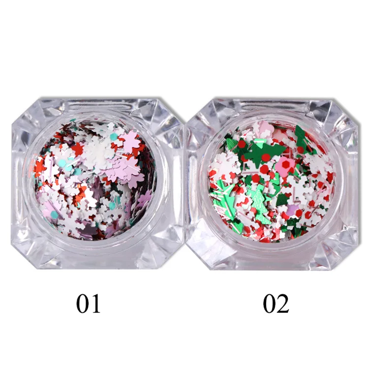 1 Box 3D Snowflakes Colorful Slices Nail Sequins Christmas Tree Art Decorations UV Gel Polish Thin Sticker Designs Manicure | Красота и