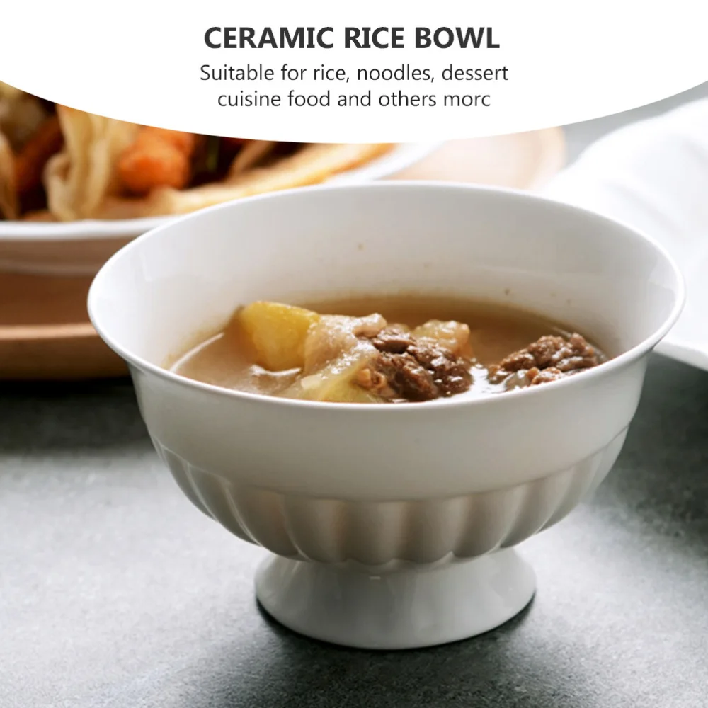 

1pc Kitchen Rice Bowl Practical Noodle Bowl Soup Bowl Ceramic Tableware