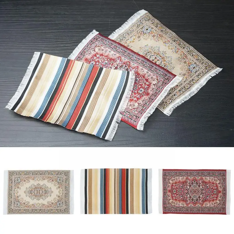 

Миниатюрный ковер для кукольного домика масштаб 1:12, Мини-куклы «сделай сам», тканые высокие, новая ручная мебель, набор аксессуаров для дома...