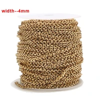 1meter stainless steel gold plated 4mm width round chains cable link chain for diy jewelry necklace bracelet making findings