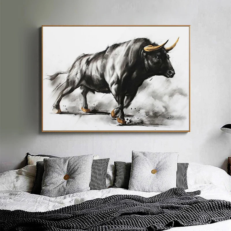 

Black Bull Painting Bullfight Canvas Art Painting Animals Posters and Prints Scandinavian Cuadros Wall Art for Living Room