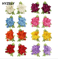 1pair flower embroidery organza lace applique patches floral sew on patch costume for clothes bag shoes dress diy decoration