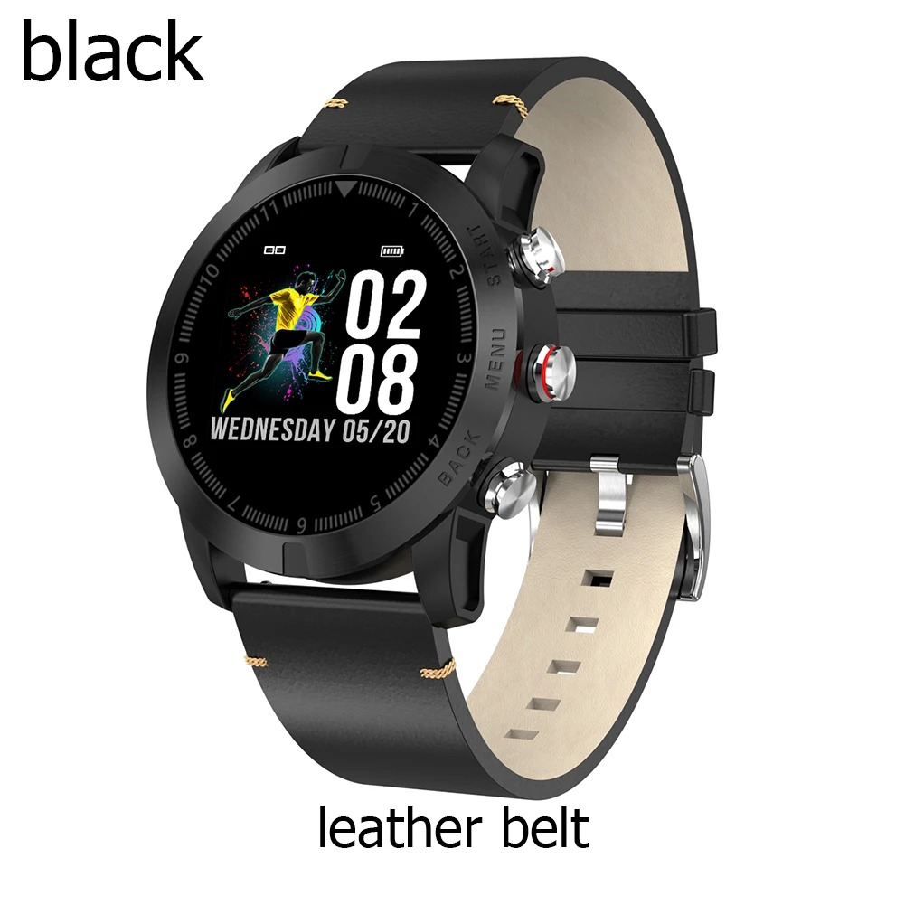 black leather belt Смарт-часы S10 1,3 ''IP68 Водонепроницаемый Bluetooth 4,2 Smartwatch мониторинг сердечного ритма компас спортивные часы для Android iOS - Цвет: black leather belt