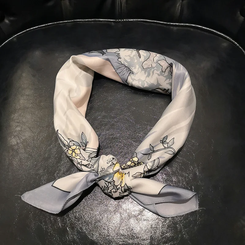 

2020 70x70 садовые цветы многоцелевой женский Шелковый саржевый шарф атласный квадратный галстук повязка для волос женский платок женское поло...