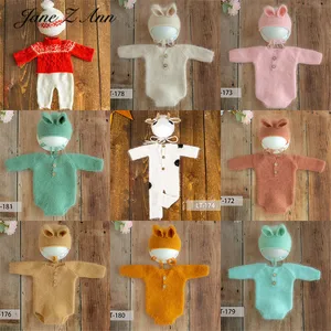 Новорожденные дети фотографии норка кролик заяц корова Новогодний комплект детский комбинезон Близнецы студия реквизит Одежда