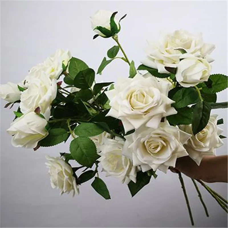 Поддельные с длинными стеблями бархатная Роза (4 головок/шт) 26 77 &quotДлина