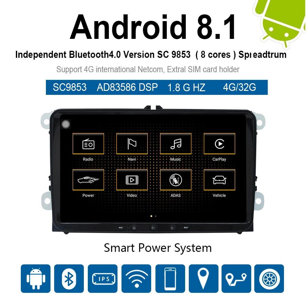 Автомобильный мультимедийный плеер DVD android 10 для VW/Volkswagen/Golf/Polo/Tiguan/Passat/Jetta