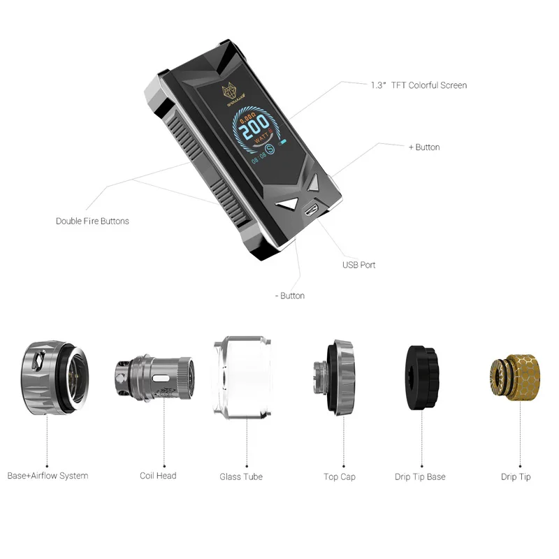 Оригинальный бокс мод SNOWWOLF MFENG 200 Вт вейп в комплекте с двойным 18650