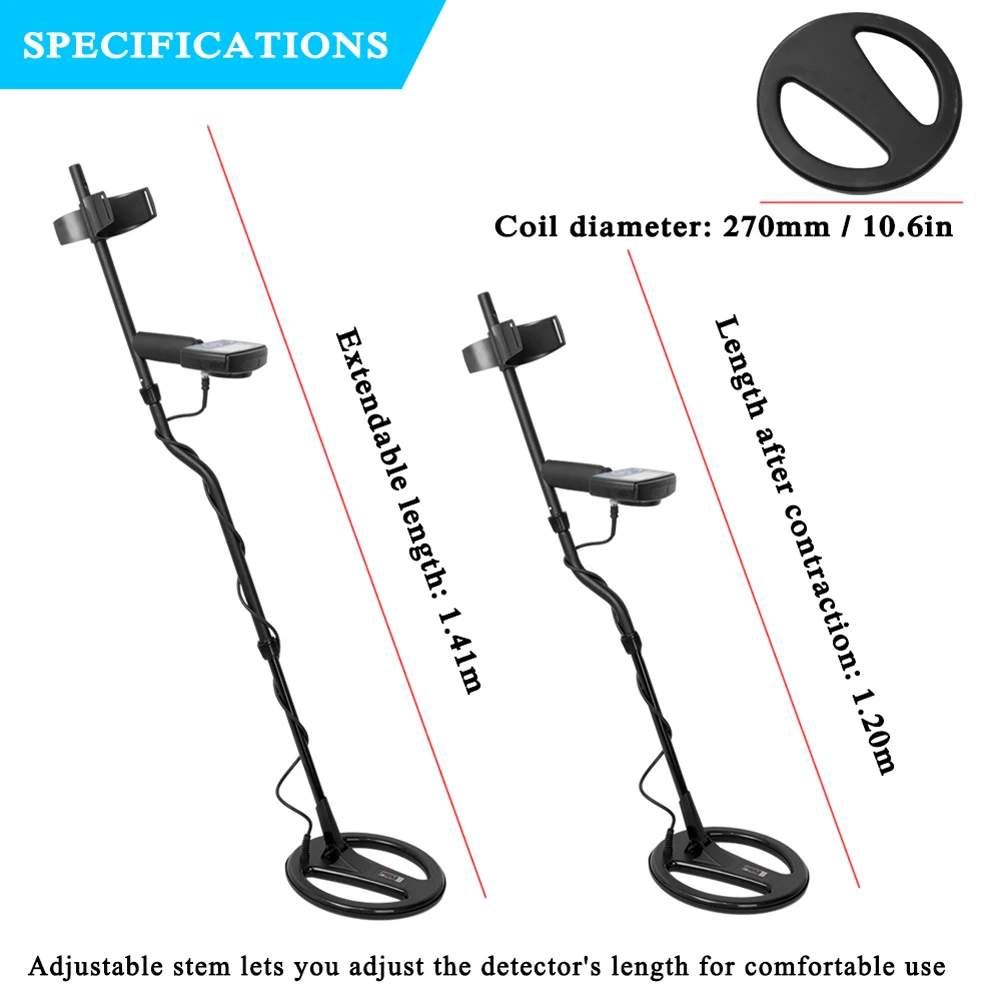 MT705 Portable Underground Metal Detector 270mm Waterproof Search Coil High Sensitivity Detecting Tool for Adults Kids | Инструменты