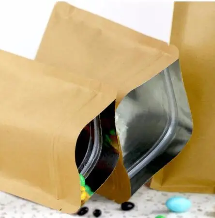 10pcs Kraft Paper Zip Lock Pouch with Aluminum Foil Food Tea Packaging Bag Snack Coffee Storage Resealable Zipper bag | Дом и сад