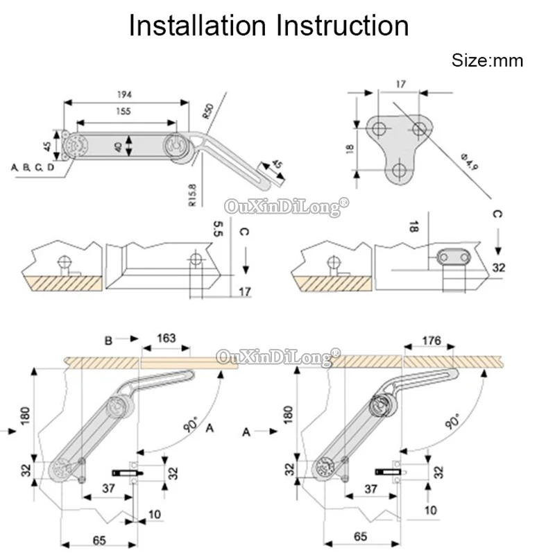 Гидравлические петли для кухонных шкафов 4 шт. подъемники дверей рандомные с