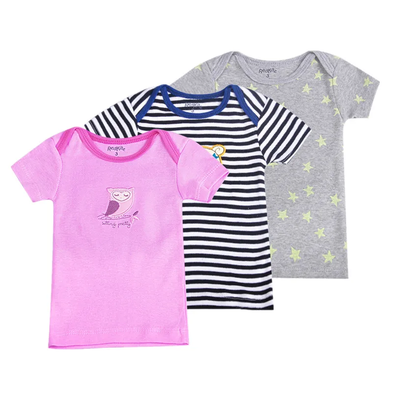 Футболка с коротким рукавом для младенцев на возраст 0 24 месяца 3 шт./лот|Тройники|