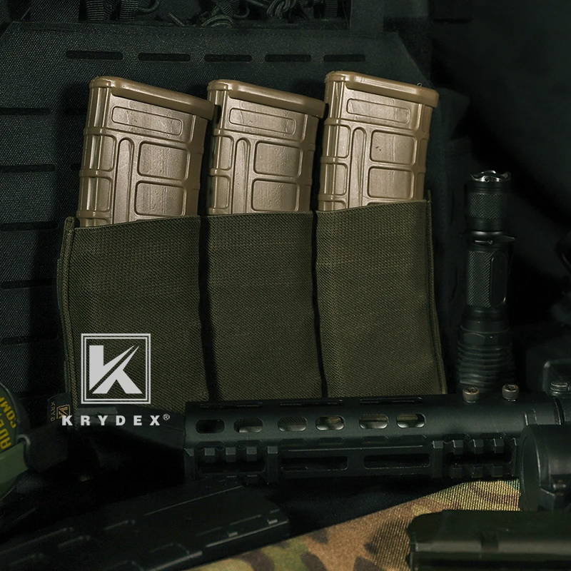 KRYDEX Тактический тройной журнал кобура для спорта на открытом воздухе MOLLE высокое