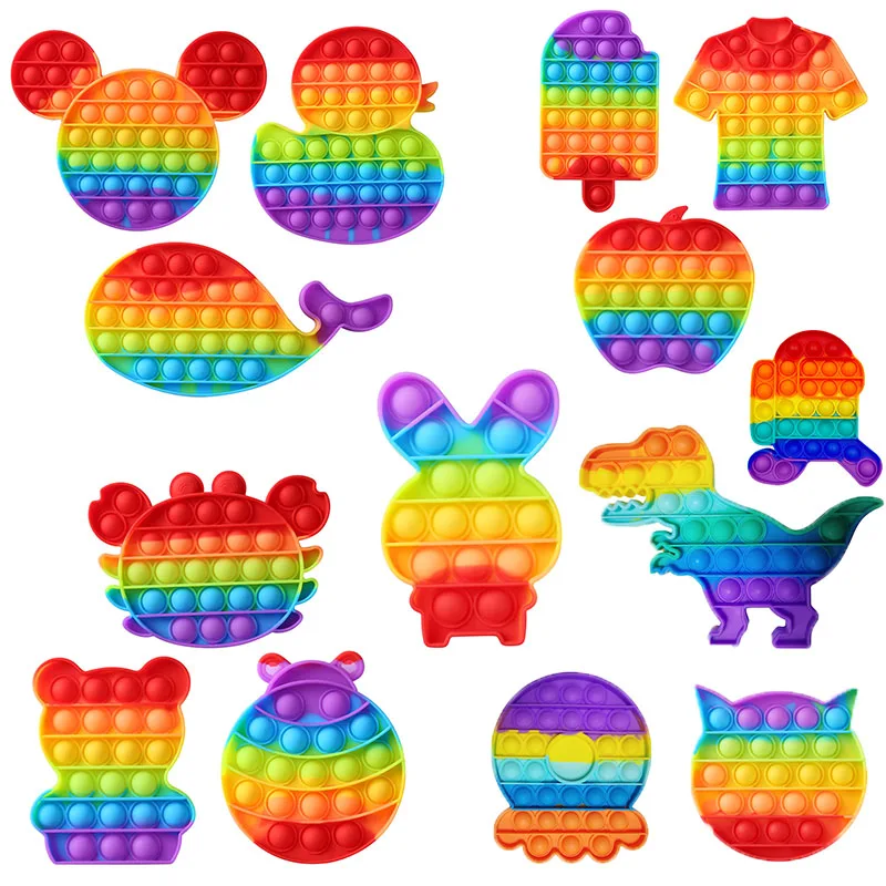 Juego de burbujas sensoriales para aliviar el autismo para ni&ntilde;os y adultos, juguete inquieto de dinosaurio, pulpo, helado-0