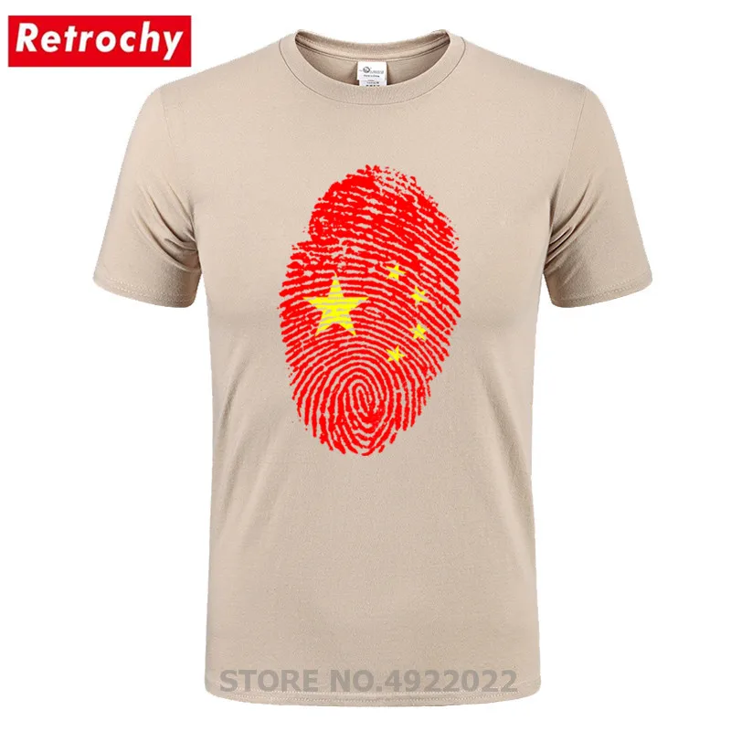 Китайская футболка с флагом отпечатков пальцев Hombre Camisetas Мужская китайским