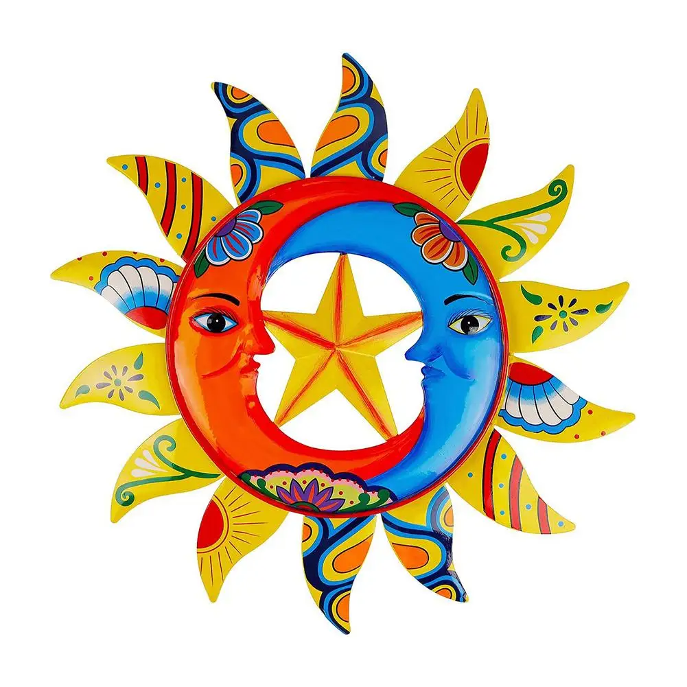 

Metal Sun Moon Star Wall Art Decoration Gorgeous Sun And Moon Statue Figurine Home Office Yard Garden Wall Pendant Hanging Decor