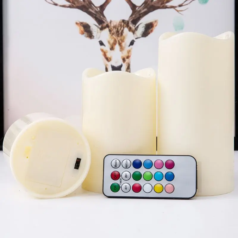 

1 Set Flameless LED Pillar Candle Night Light With RGB Remote Control Wax Candle For Wedding Decoration Christmas Candle