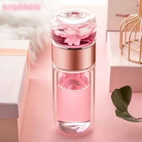 xinchen 280ml double wall glass water bottles tea infuser tea separation tea cup travel utensils glass bottle