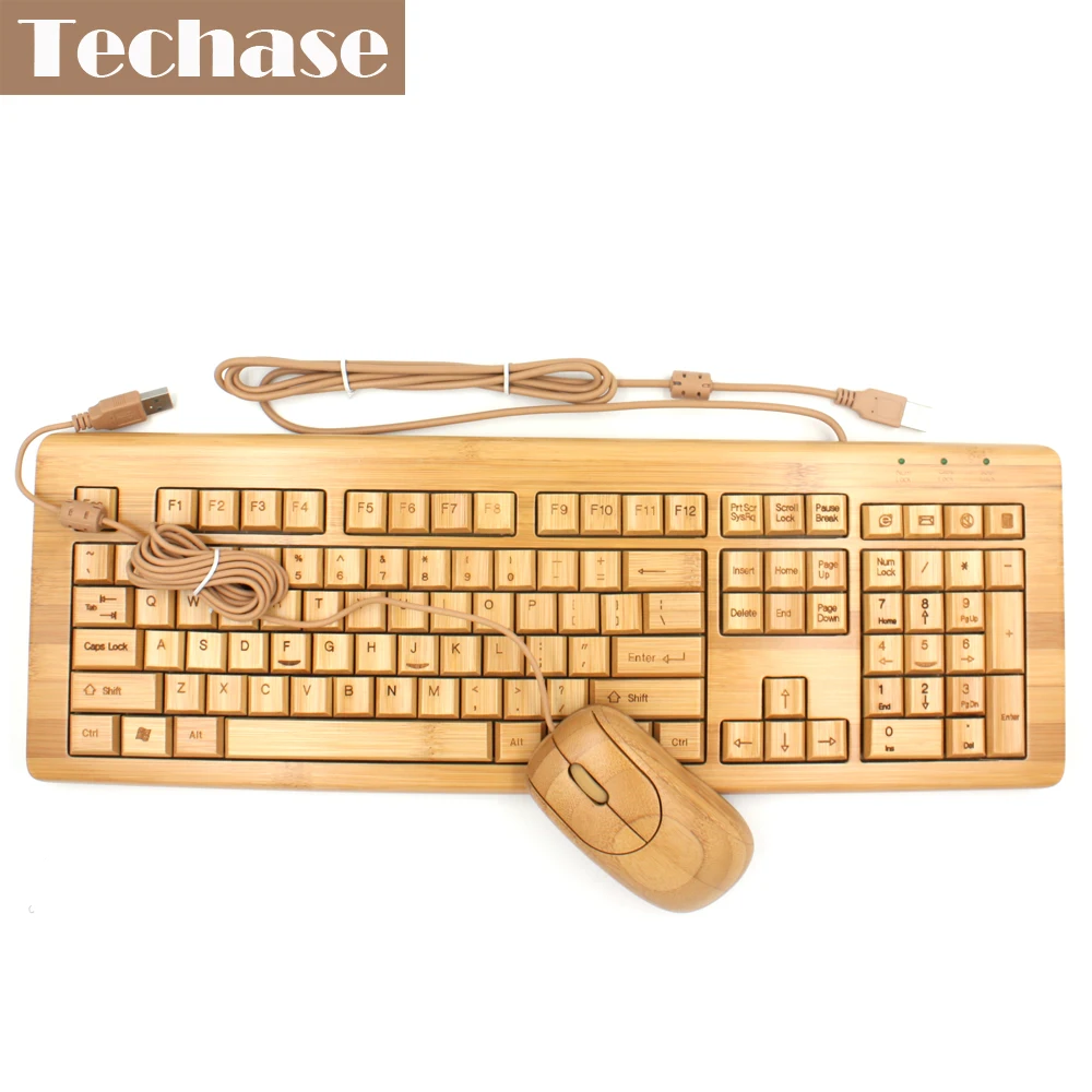 Techase стандартная клавиатура игровая KU308 бамбуковая мембранная клавиатура многофункциональная деревянная клавиатура Mekanik Klavye Teclado Gamer