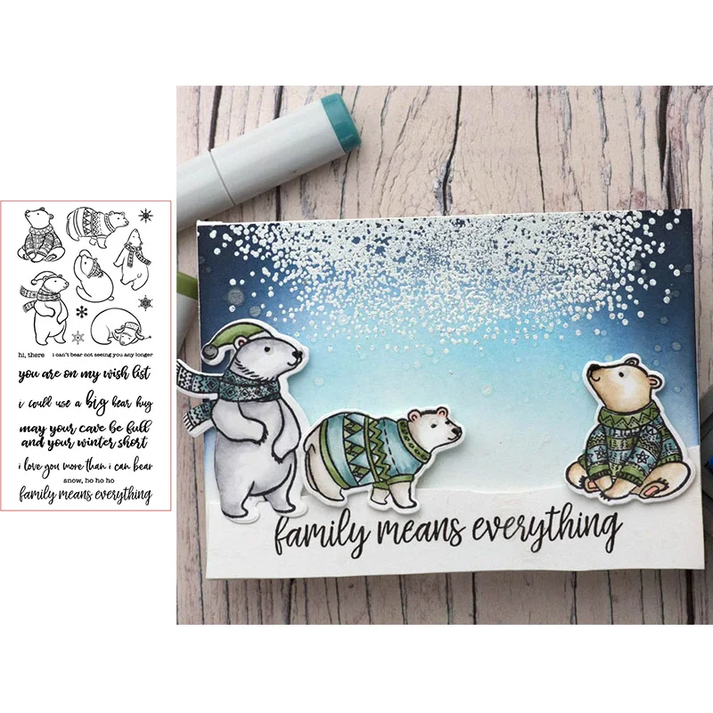 Прозрачные штампы с животными и белым медведем для скрапбукинга изготовления